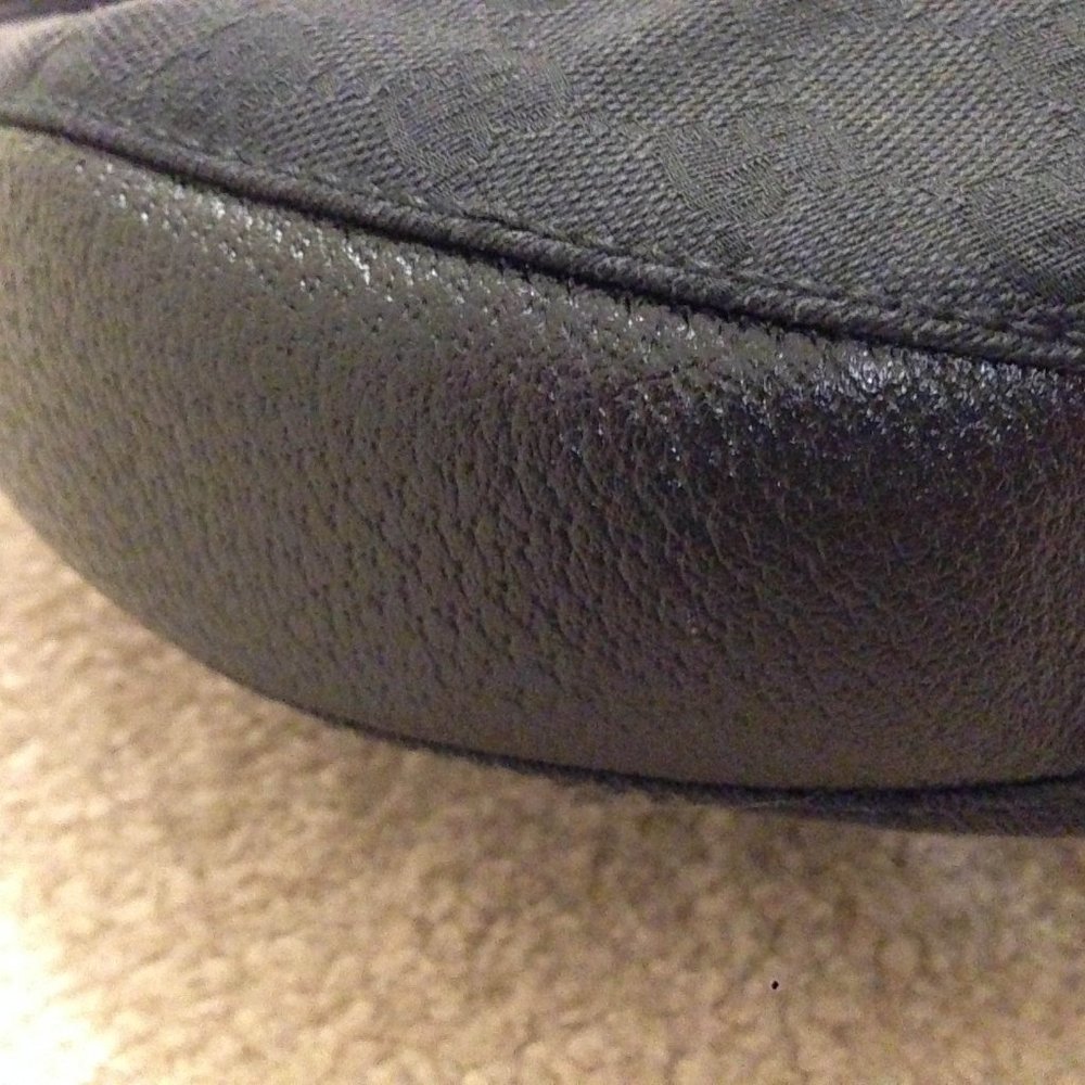 Auth New Never Used Gucci black GG LOGO canvas silver HW shoulder bucket bag - Picture 12 of 15